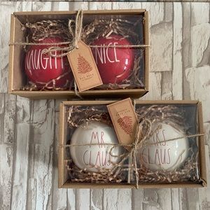 Rae Dunn Naughty & Nice and Mr.Claus & Mrs.Claus Ornaments